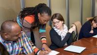 Diversity leadership having a meeting in a conference room